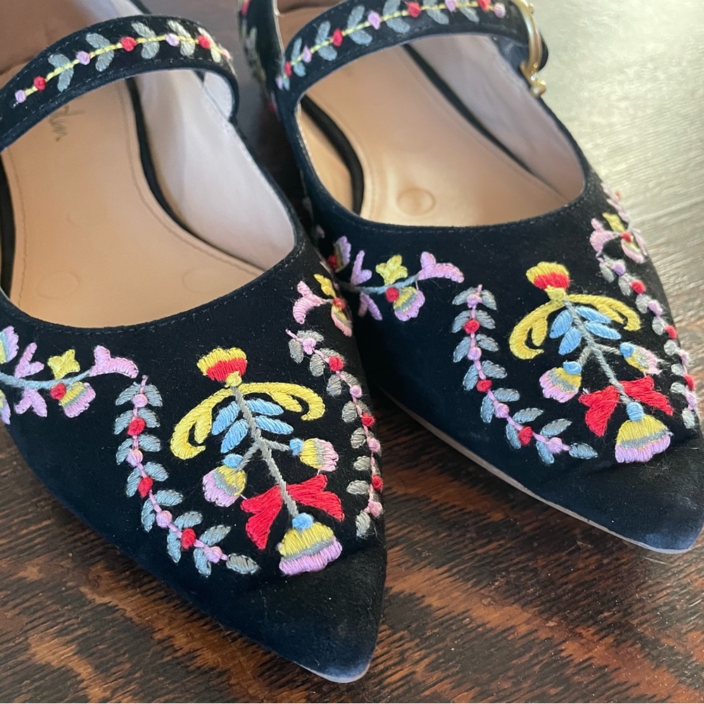 Boden Multicolor Floral Embroidered Mary Jane Pointed Toe Flats - Picture 6 of 14